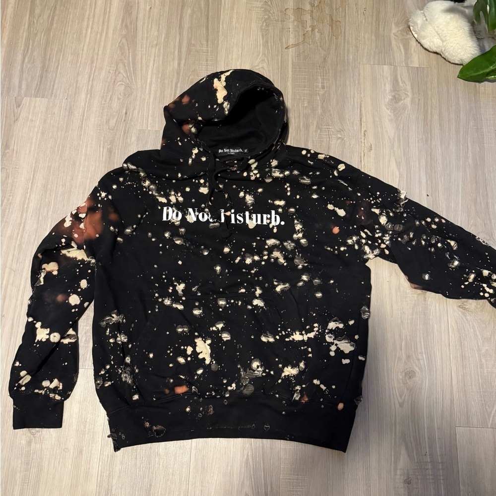 Do Not Disturb Black and Cream Splatter Hoodie